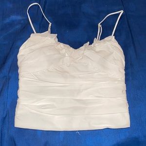 zara ruched top sz s white